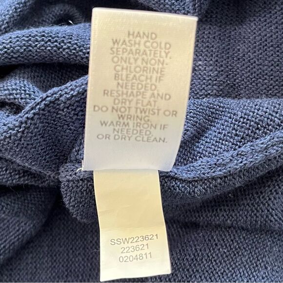 J Jill Linen Blend Blue V-neck Womens Large Knit 3/4 Sleeve Tunic - Picture 5 of 6